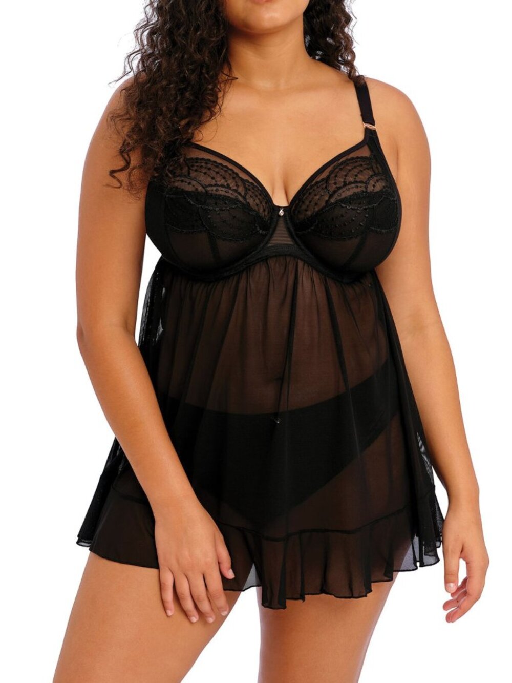 Elomi Priya Babydoll Chemise 40J Black